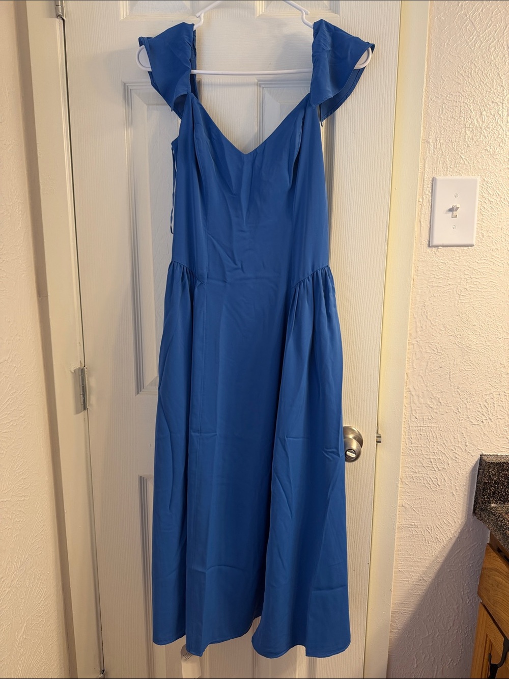 Abercrombie & Fitch Royal Blue Midi Dress with Ruffle Straps